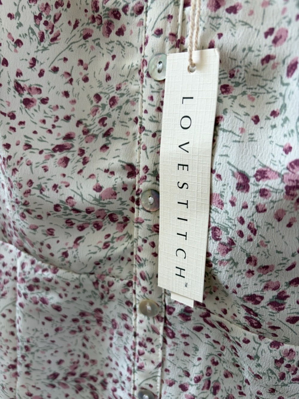Lovestitch Cream Dress with Mauve Floral Print - Picture 3 of 5